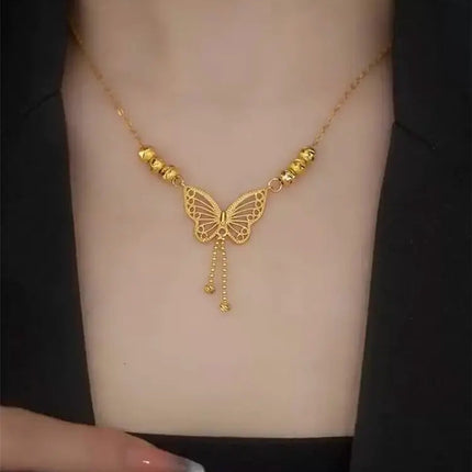 Elegant Gold Butterfly Pendant Necklace
