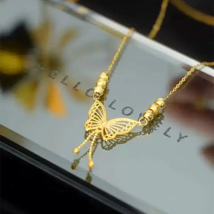 Elegant Gold Butterfly Pendant Necklace